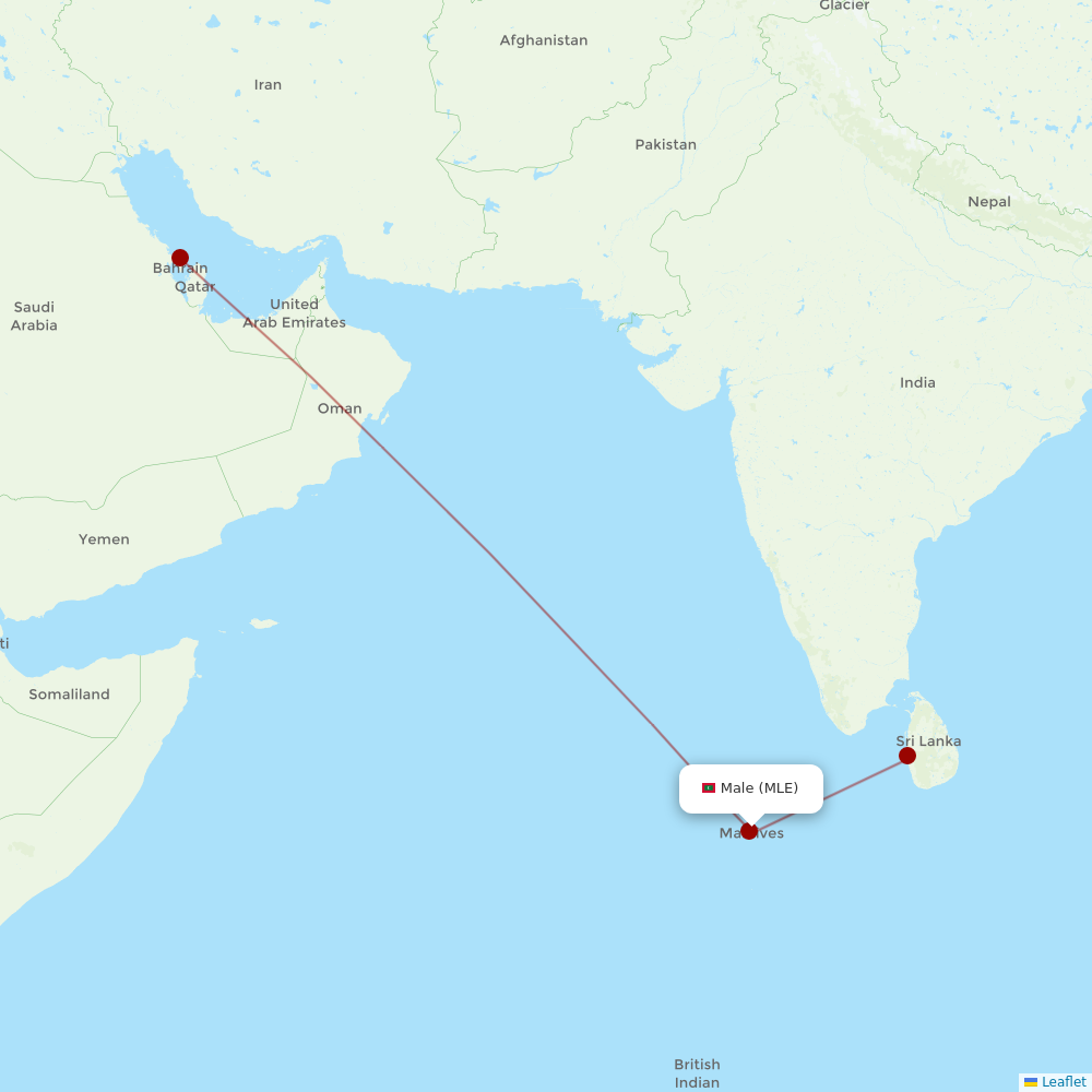 Gulf Air at MLE route map