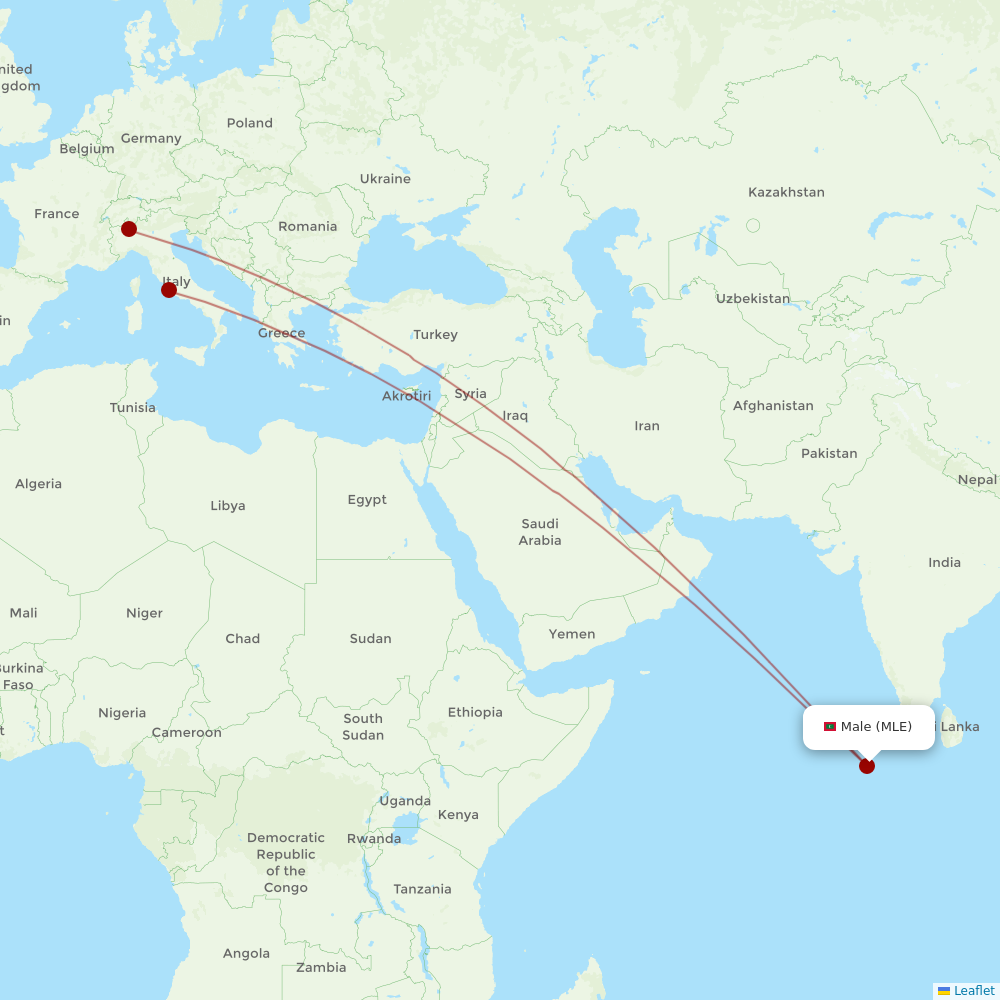 Neos at MLE route map