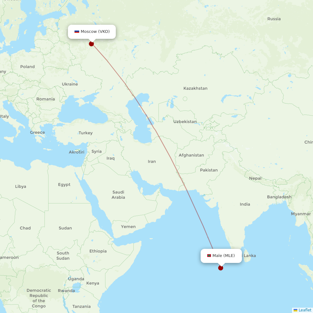 AZUR air at MLE route map