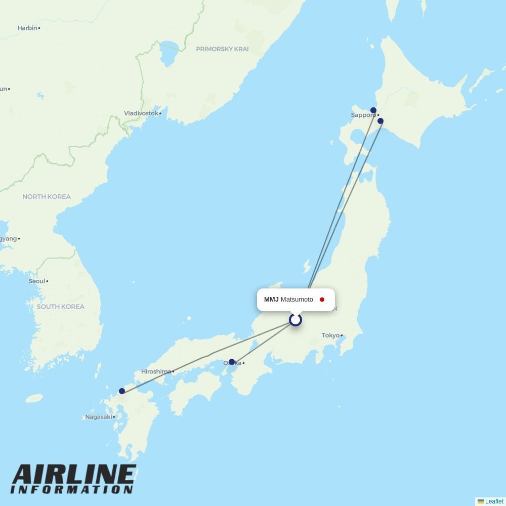 Fuji Dream Airlines routes from MMJ