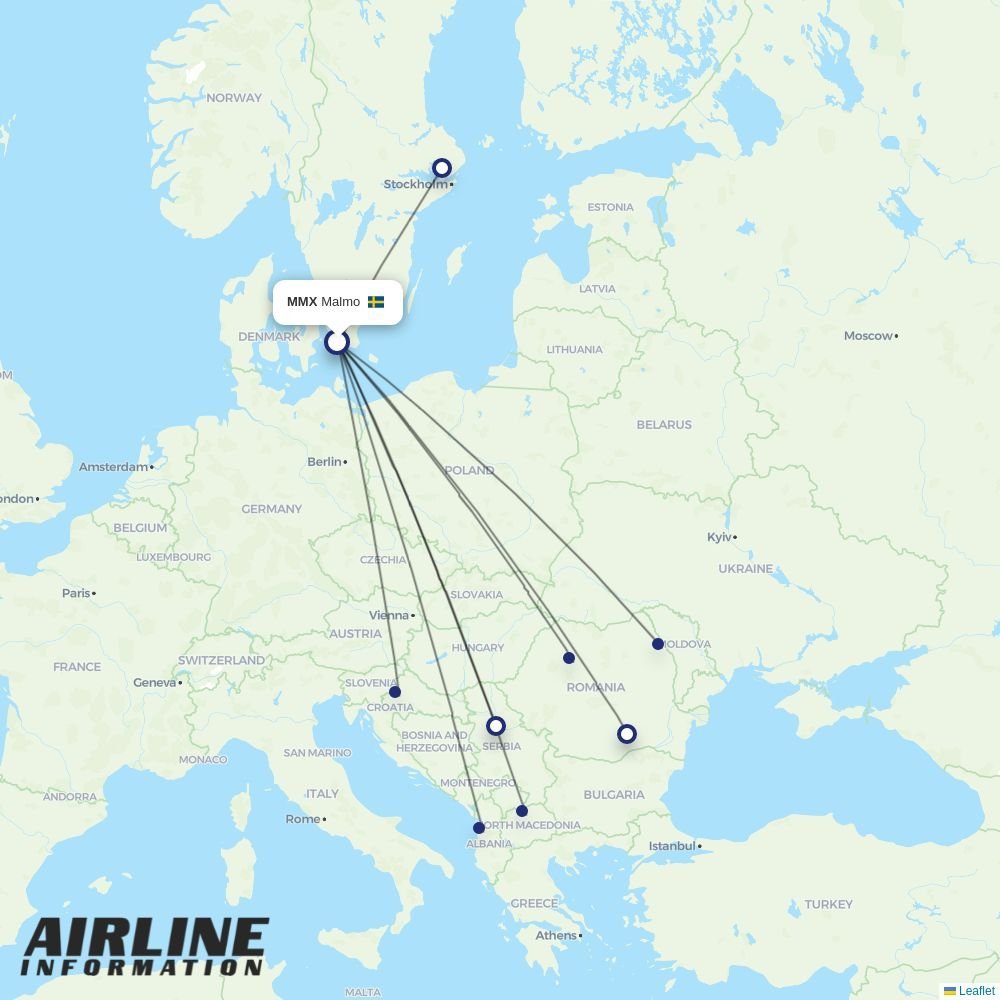 Wizz Air Malta routes from MMX