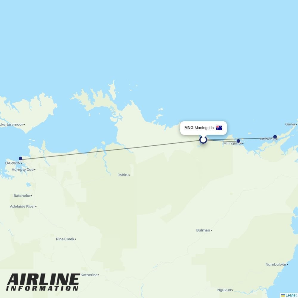 Airnorth routes from MNG