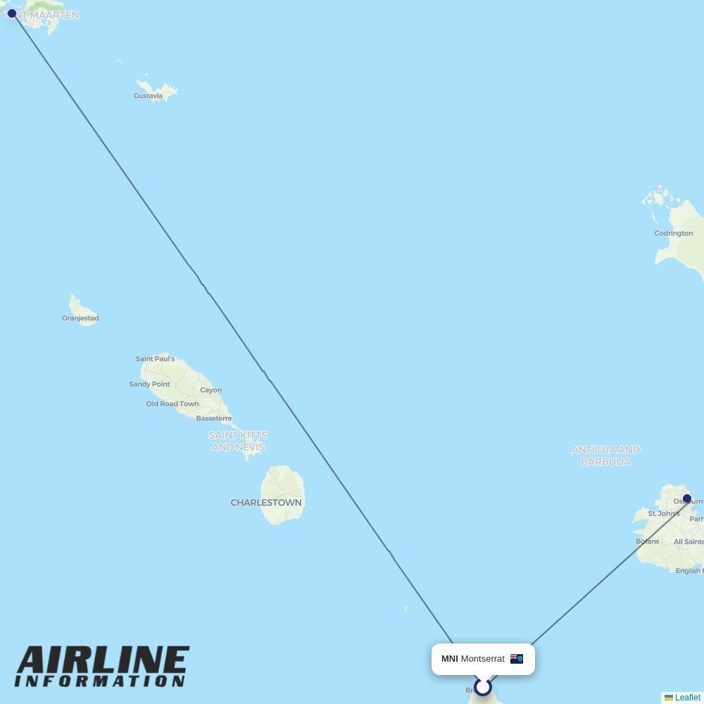 Winair routes from MNI