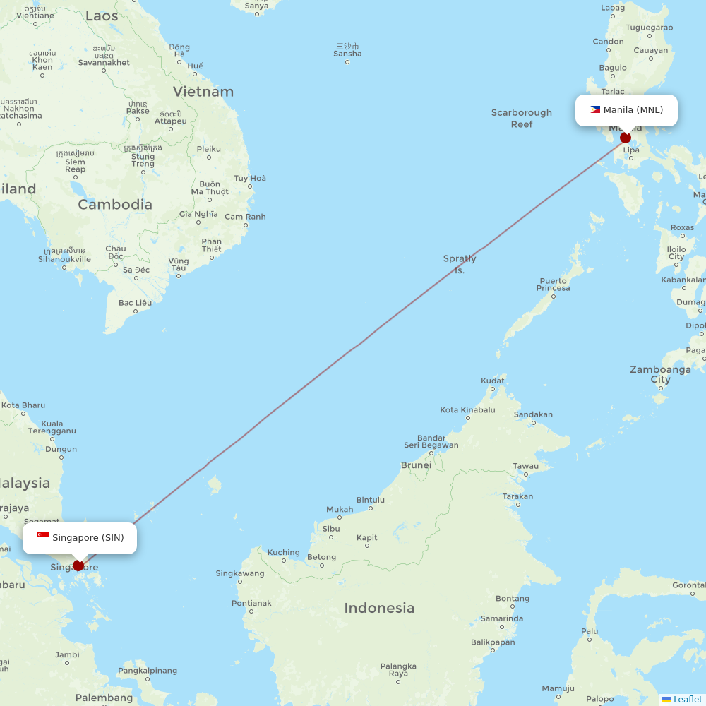Jetstar Asia at MNL route map