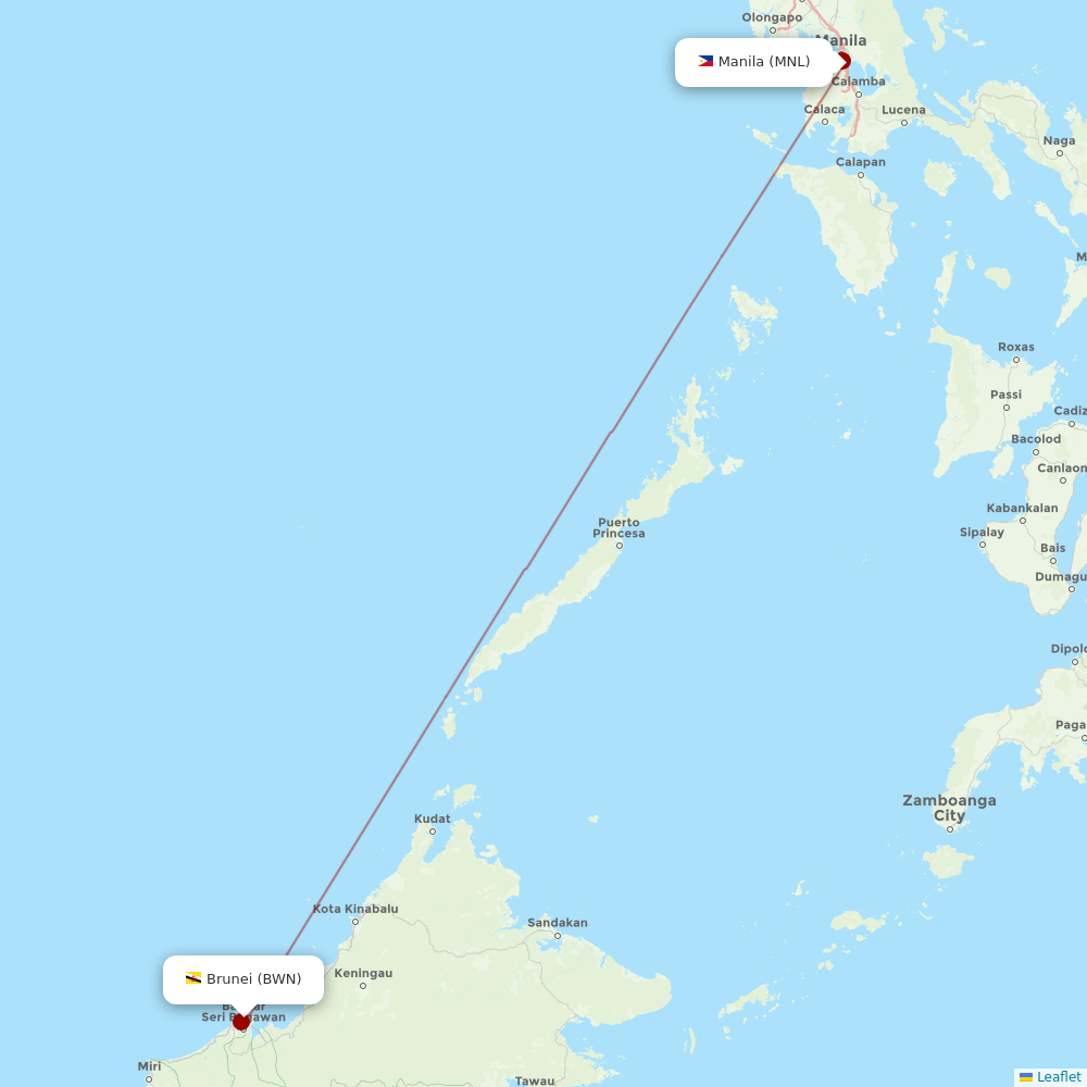 Royal Brunei Airlines at MNL route map