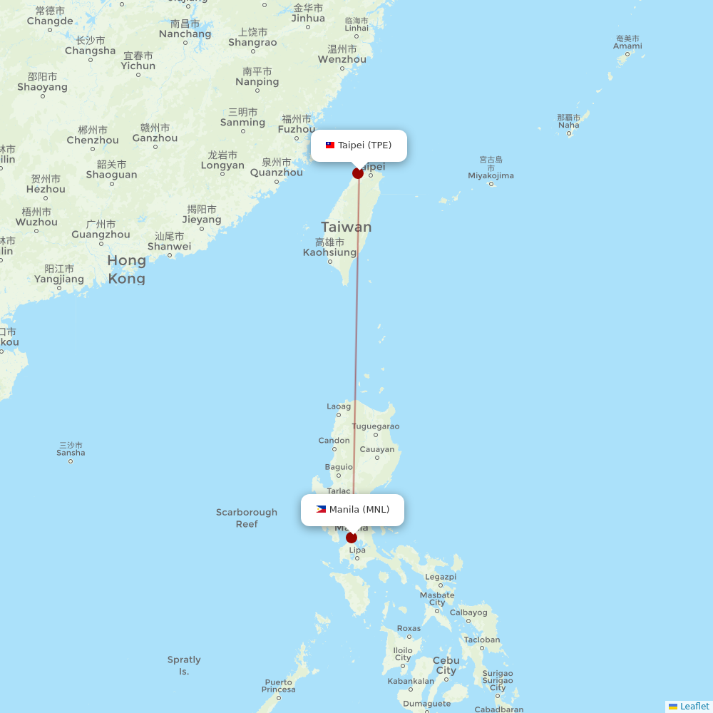 EVA Air at MNL route map
