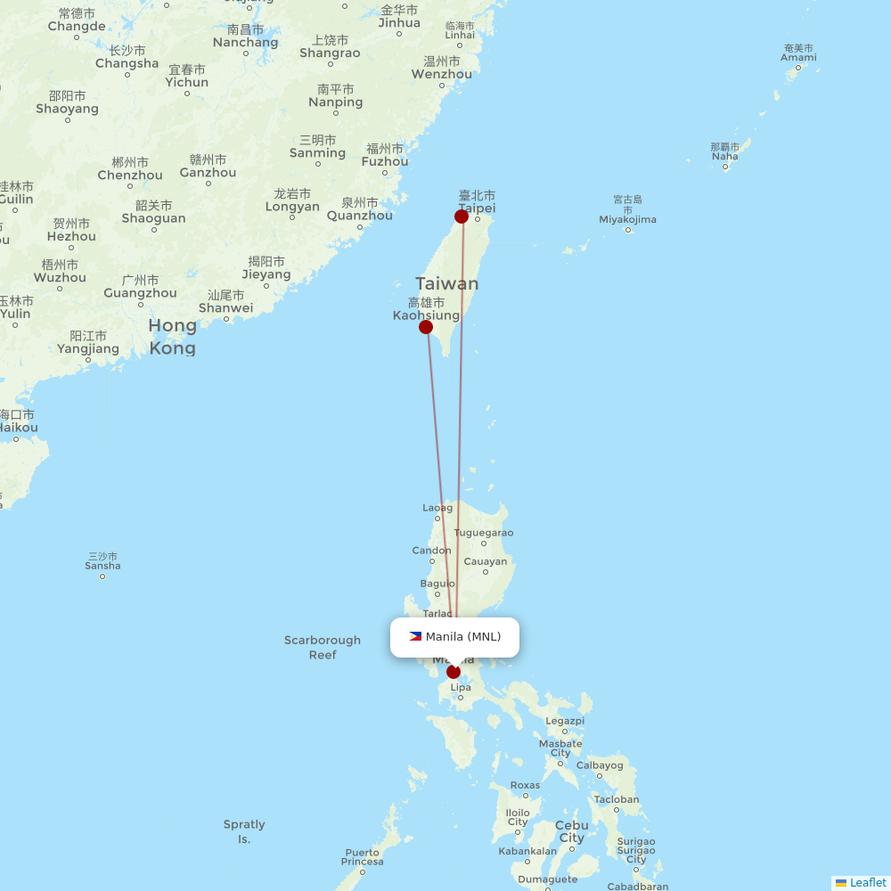 China Airlines at MNL route map