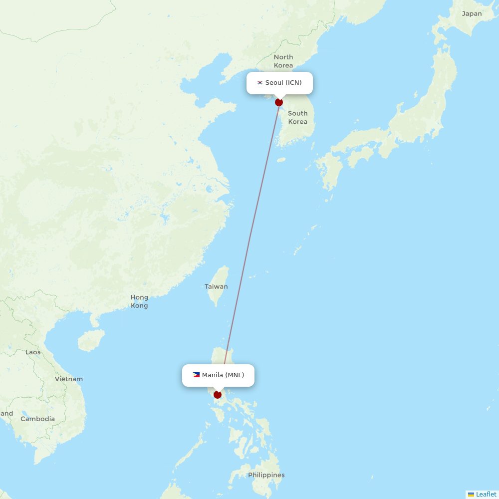 Korean Air at MNL route map