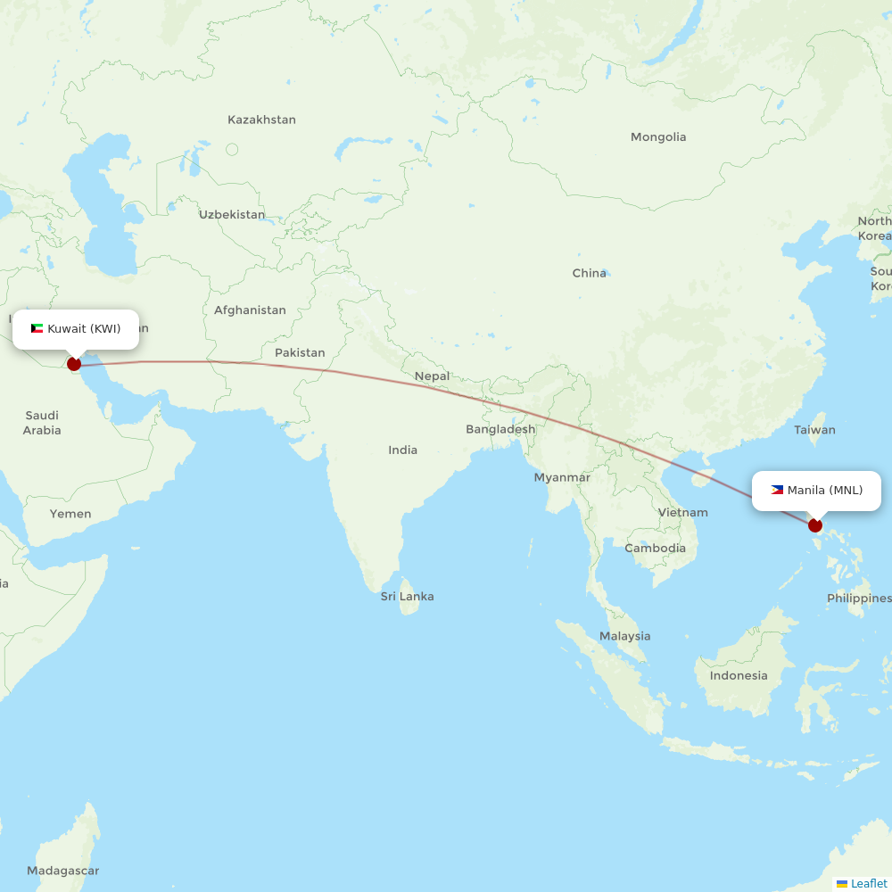 Kuwait Airways at MNL route map