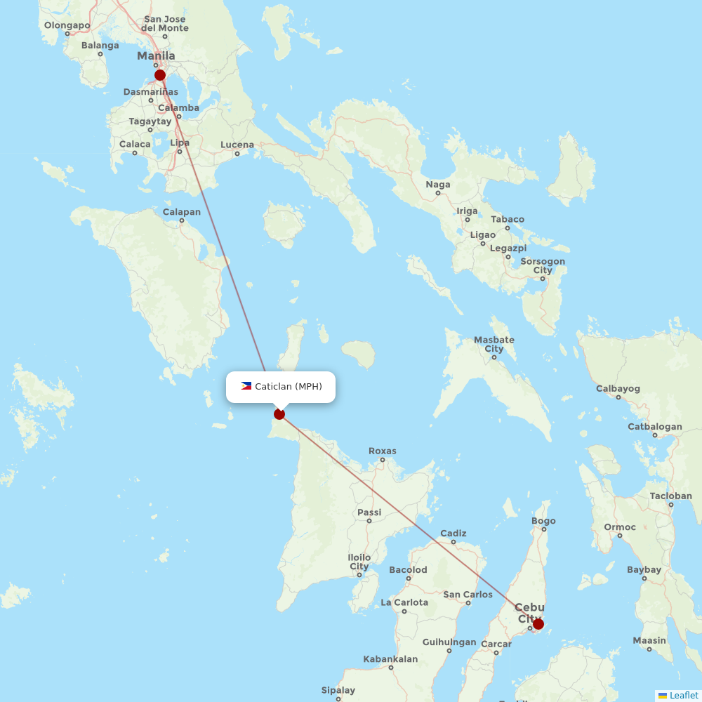 Philippine Airlines at MPH route map