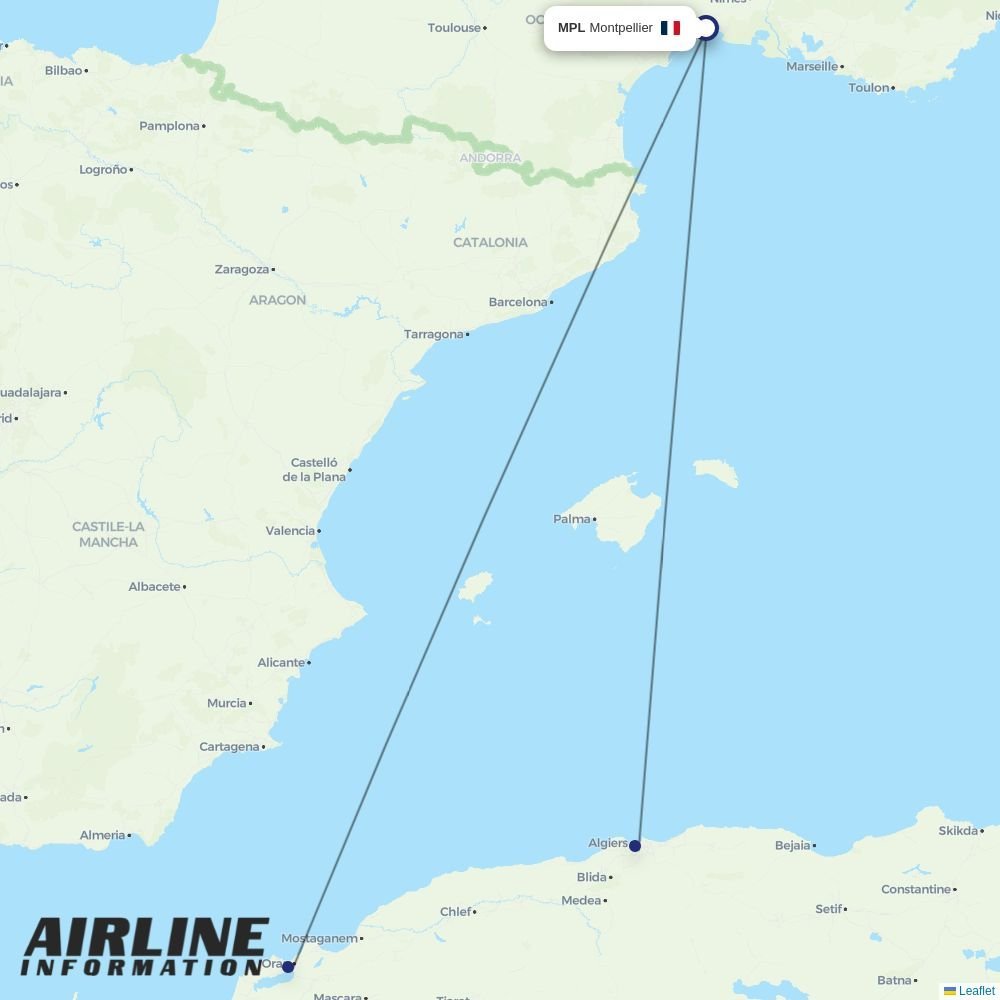 Air Algerie routes from MPL