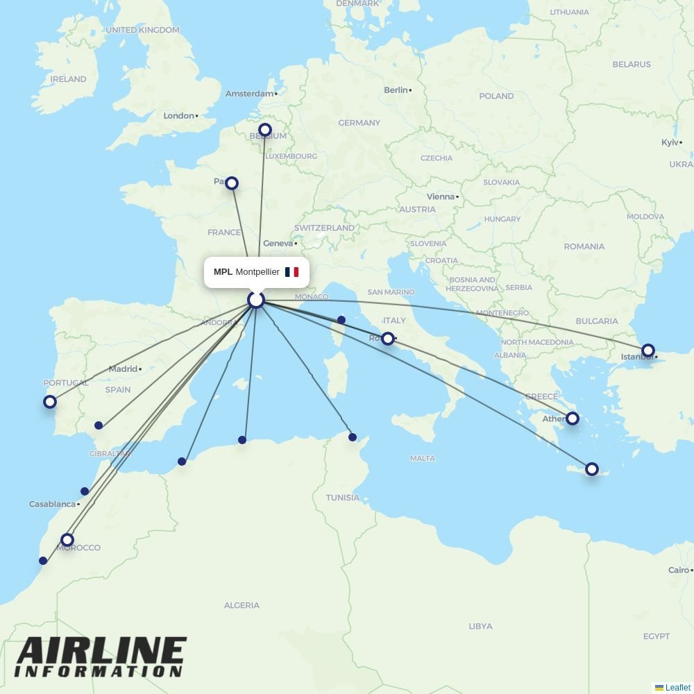 Transavia France routes from MPL