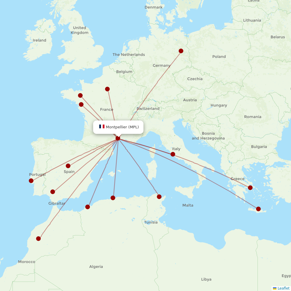 Transavia France at MPL route map
