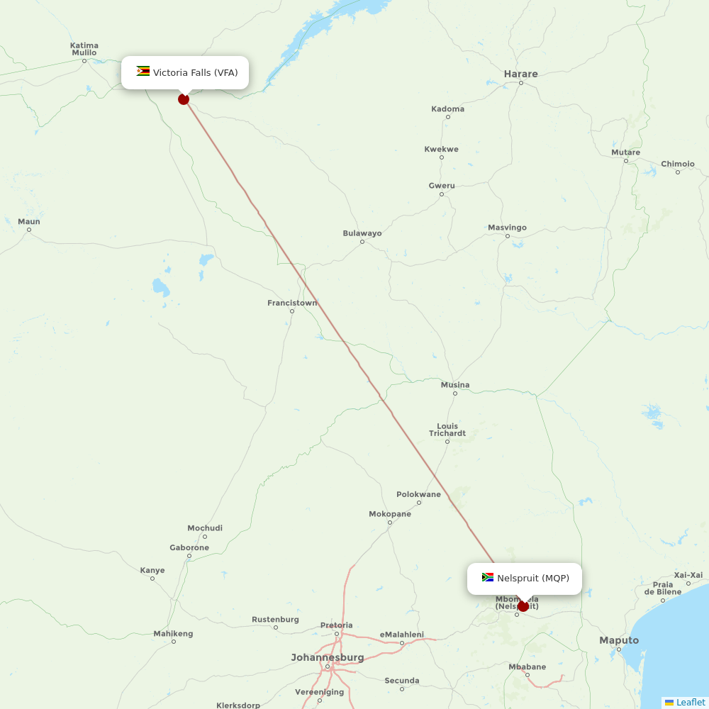 Fastjet at MQP route map