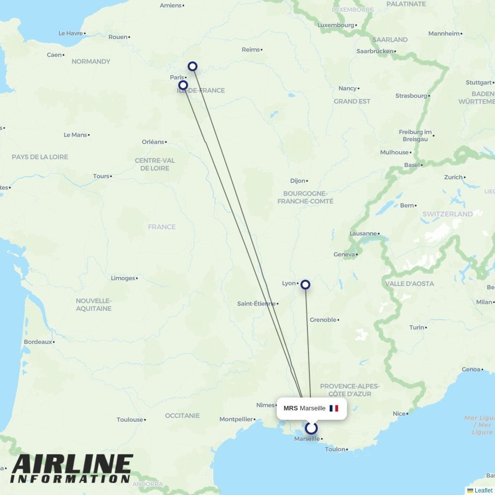 Air France routes from MRS