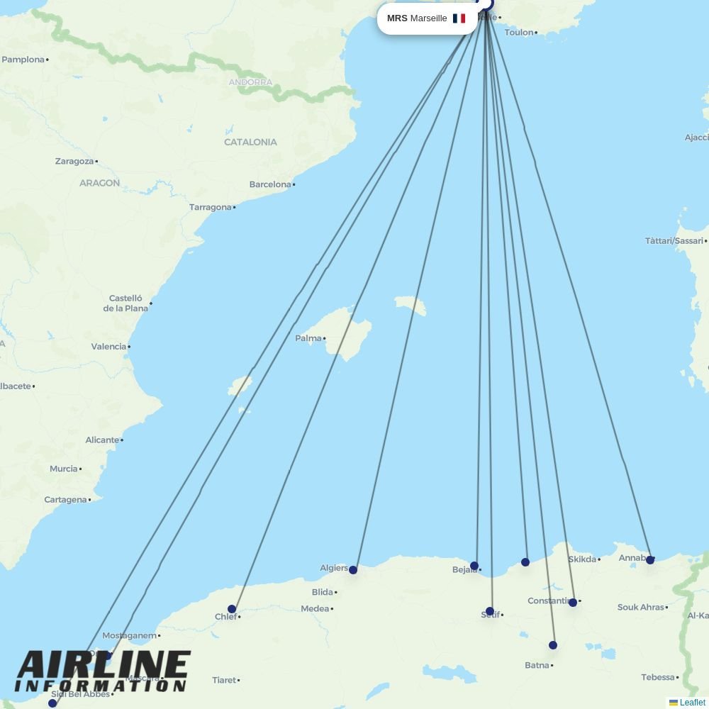 Air Algerie routes from MRS
