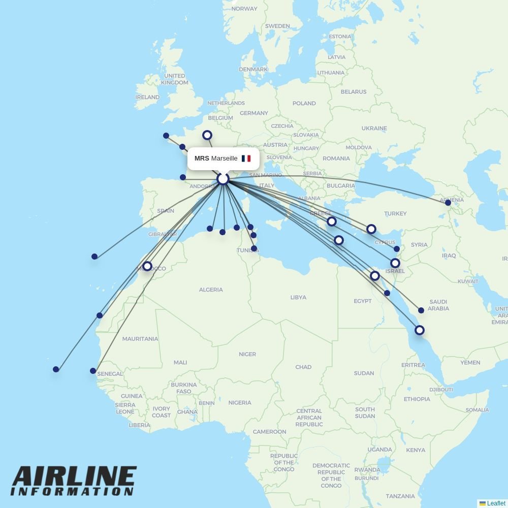 Transavia France routes from MRS