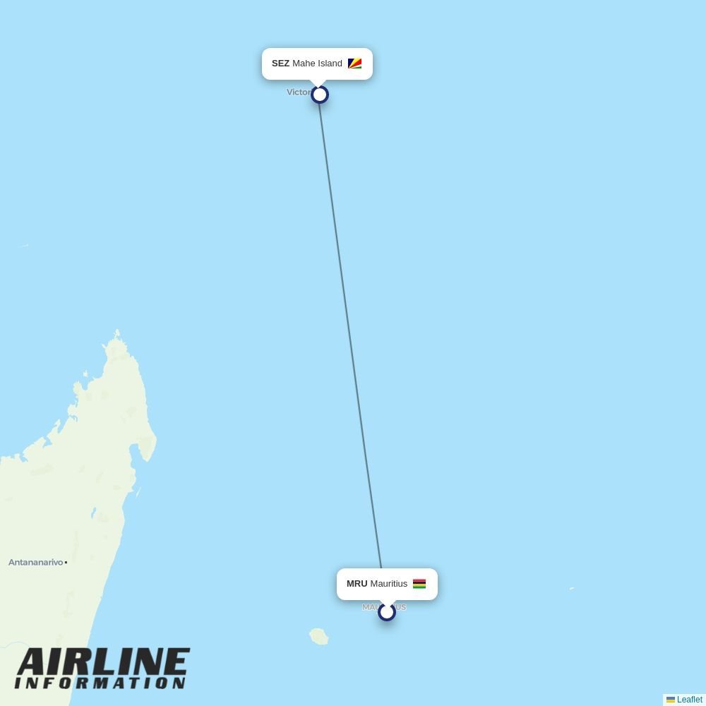 Air Seychelles routes from MRU