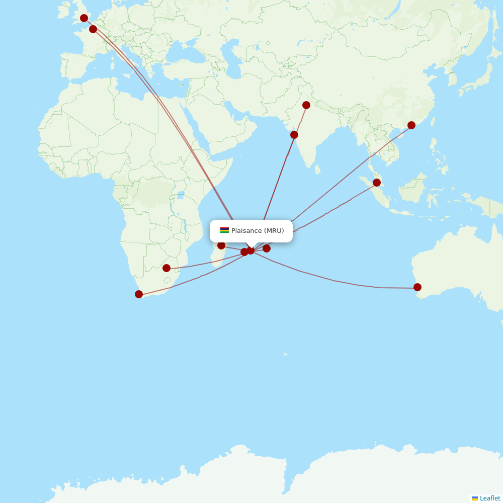 Air Mauritius at MRU route map