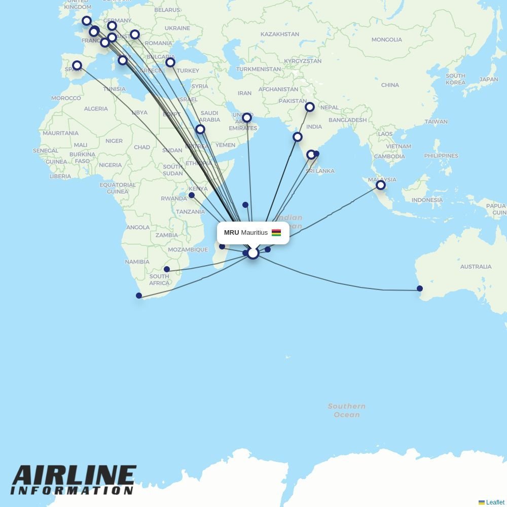 SAA routes from MRU