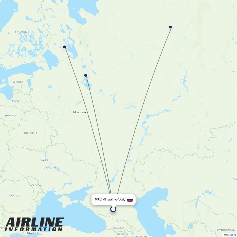 Severstal Avia routes from MRV