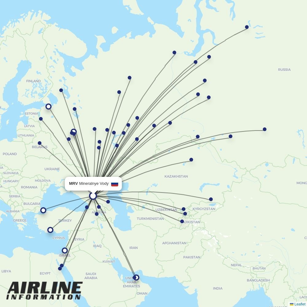 Aeroflot routes from MRV