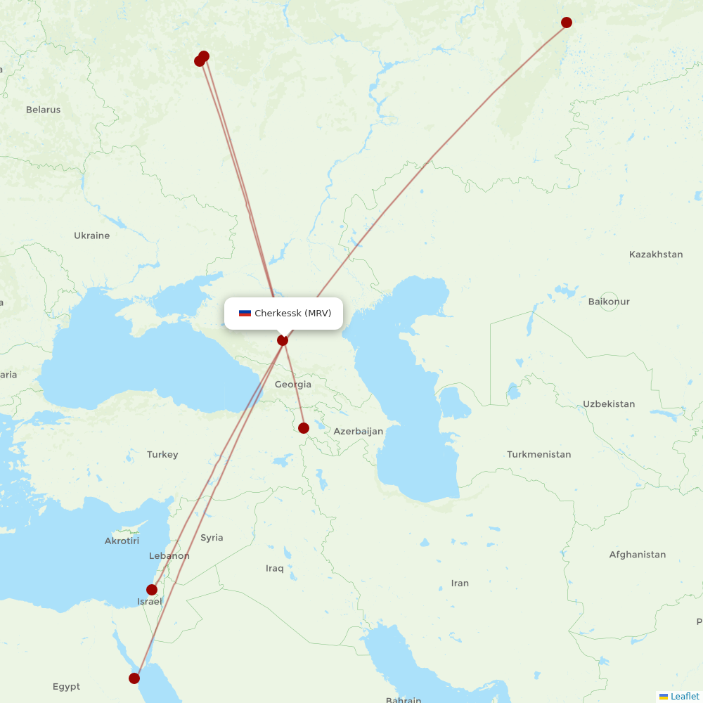 Red Wings at MRV route map