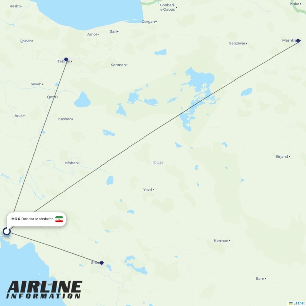 Qeshm Air routes from MRX