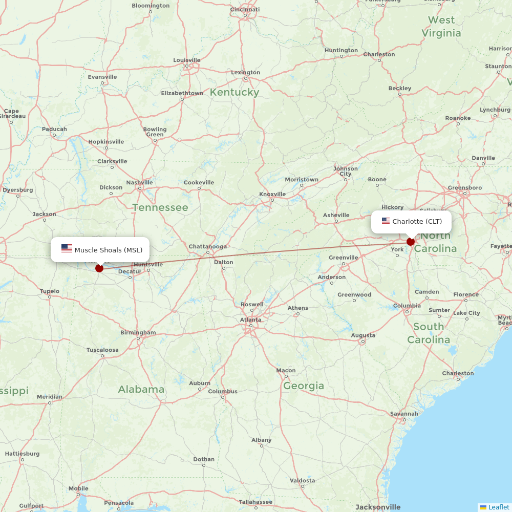 Contour Aviation at MSL route map