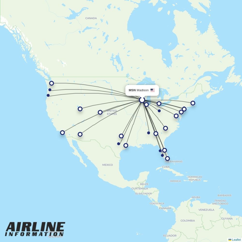 American Airlines routes from MSN