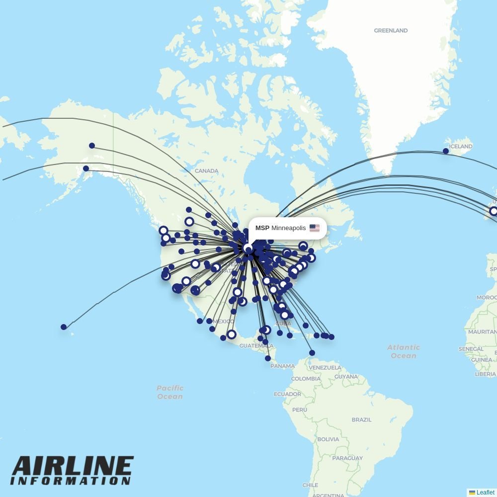 Key Lime Air routes from MSP