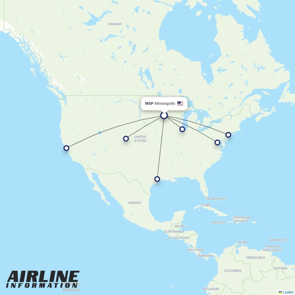 United routes from MSP