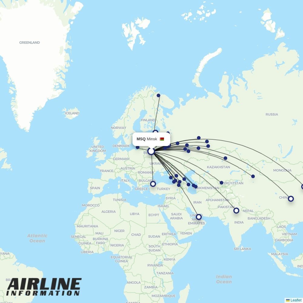 Aeroflot routes from MSQ