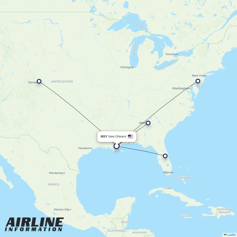 Frontier routes from MSY