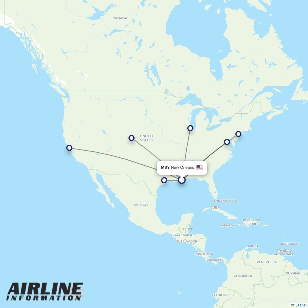 United routes from MSY