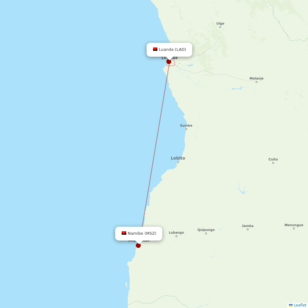 TAAG at MSZ route map