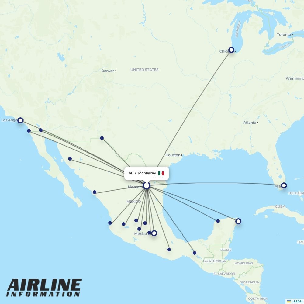 Volaris routes from MTY