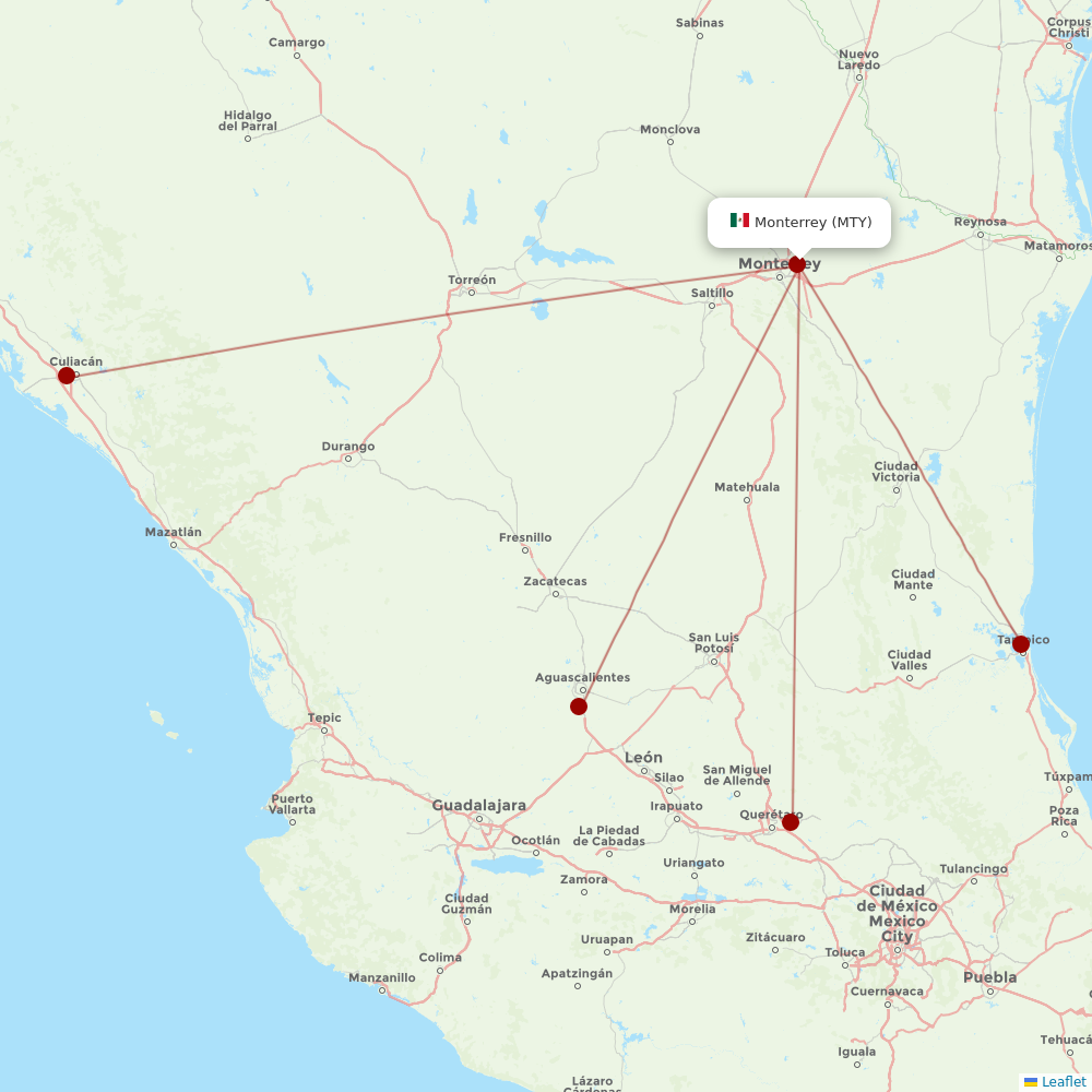 TAR Aerolineas at MTY route map