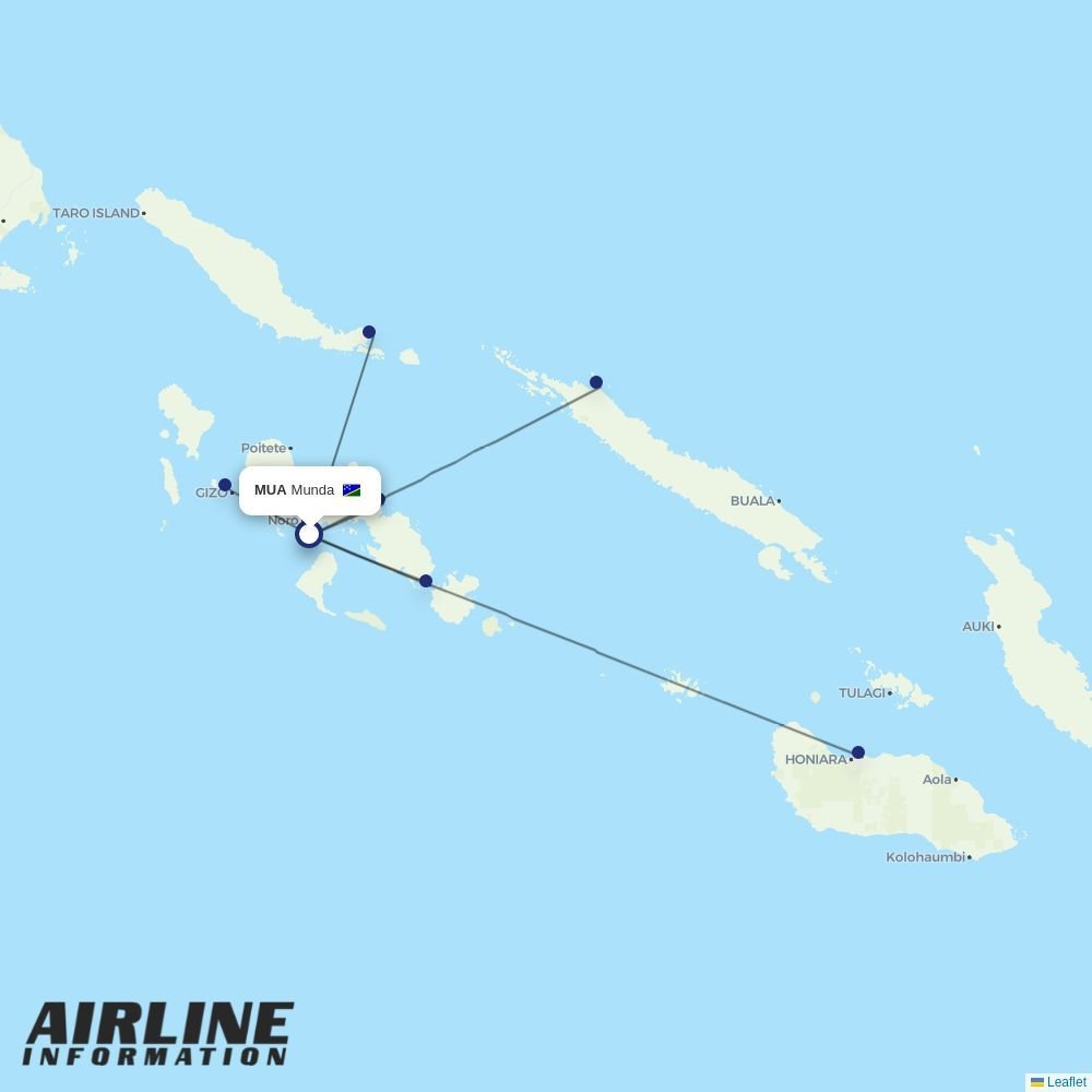 Solomon Airlines routes from MUA