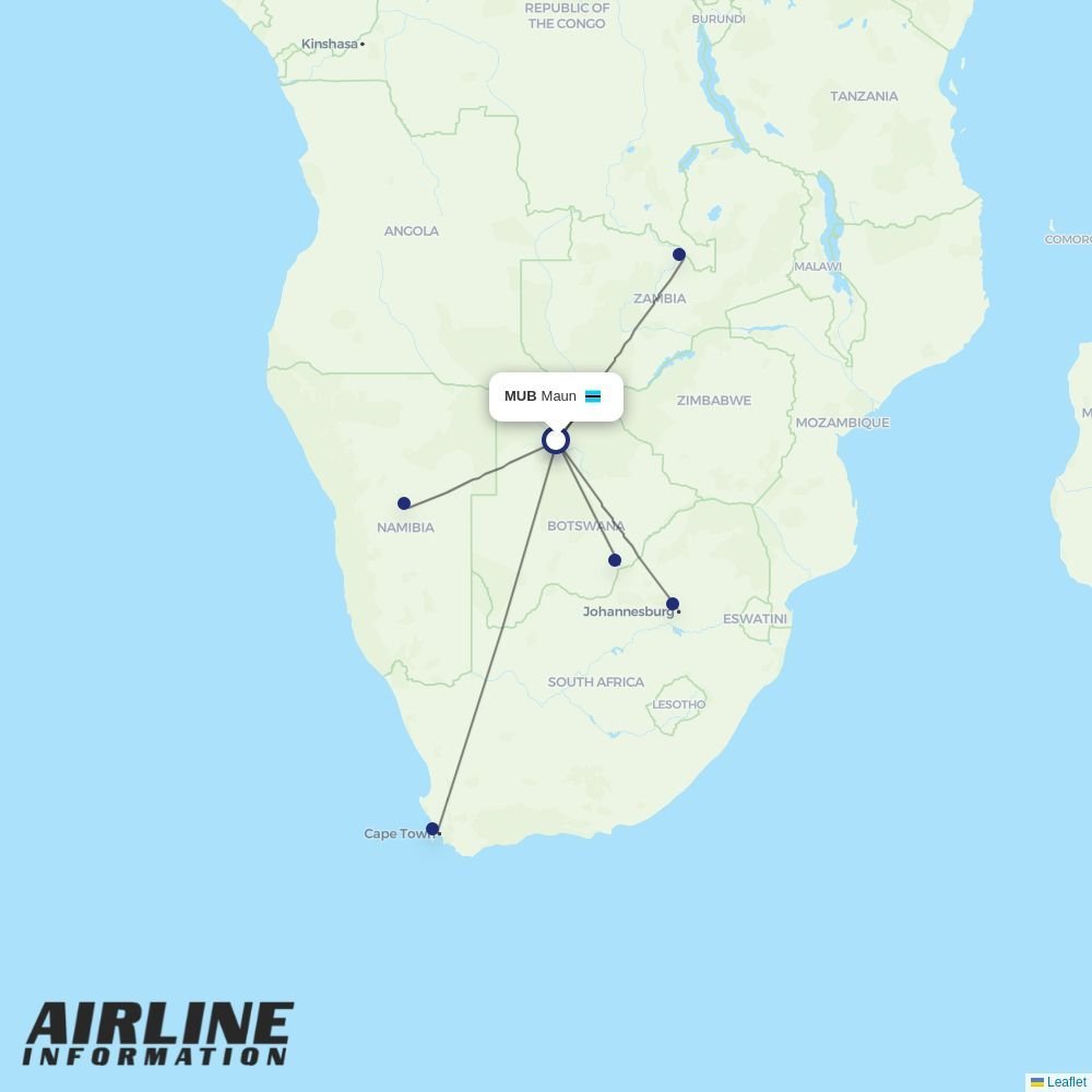 Airlink routes from MUB