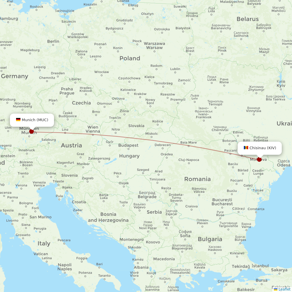 Fly One at MUC route map