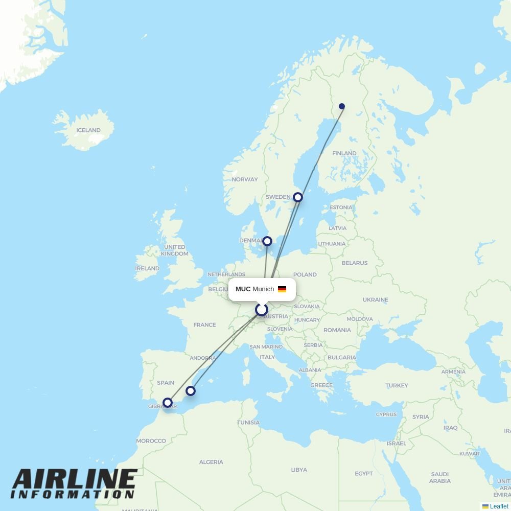 Norwegian Air Sweden routes from MUC