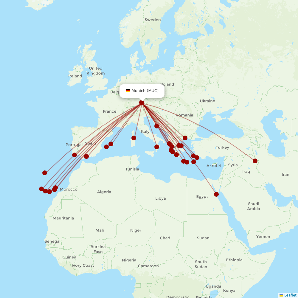 Condor at MUC route map