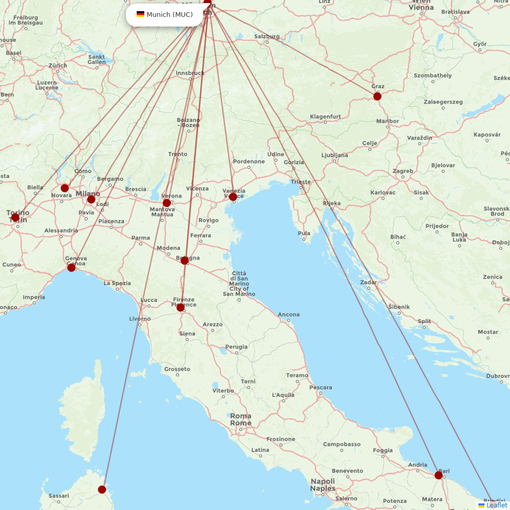 Air Dolomiti at MUC route map