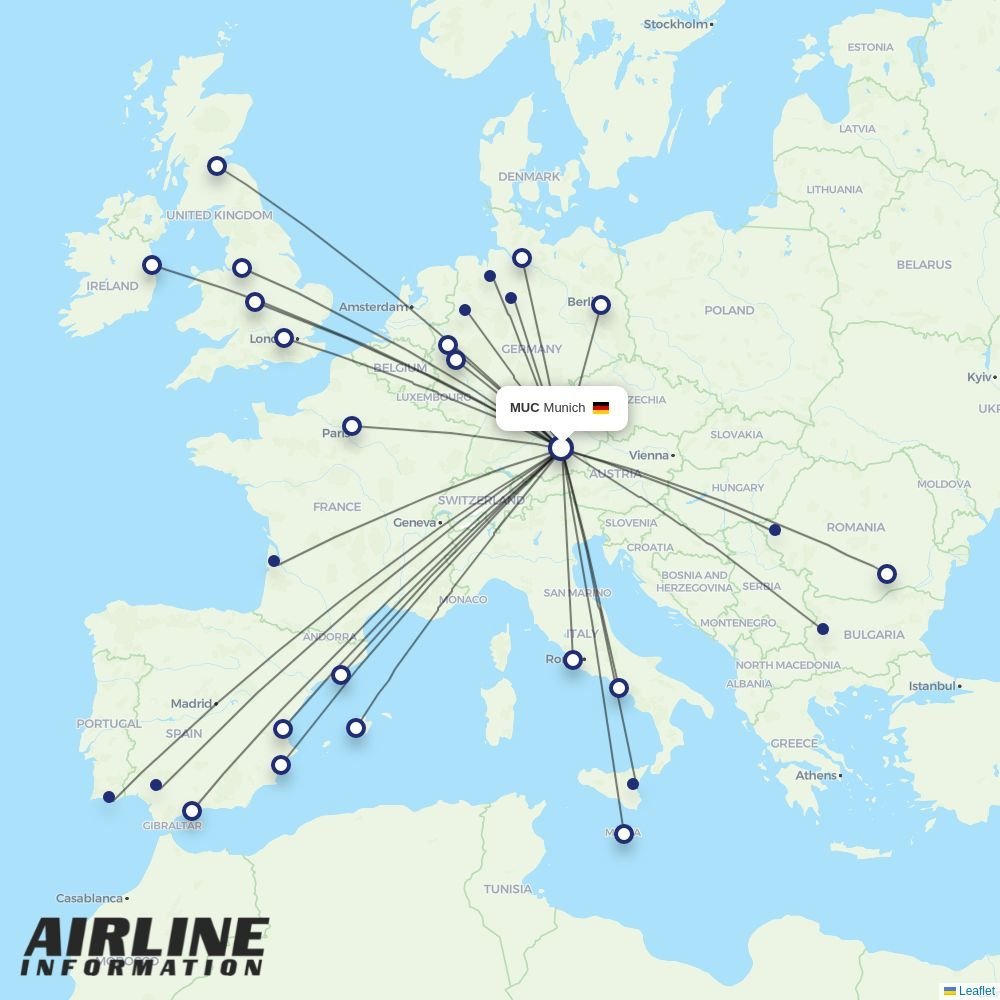 Lufthansa City routes from MUC