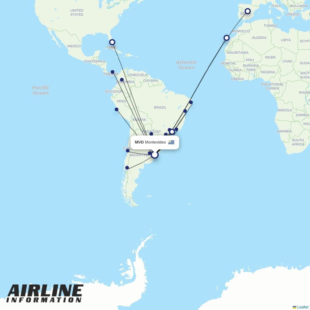 Aerolineas Argentinas routes from MVD