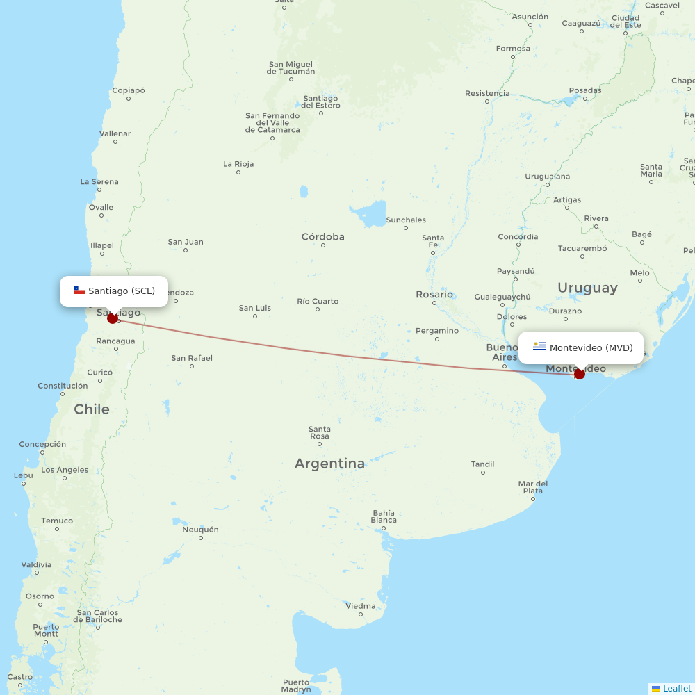 JetSMART at MVD route map