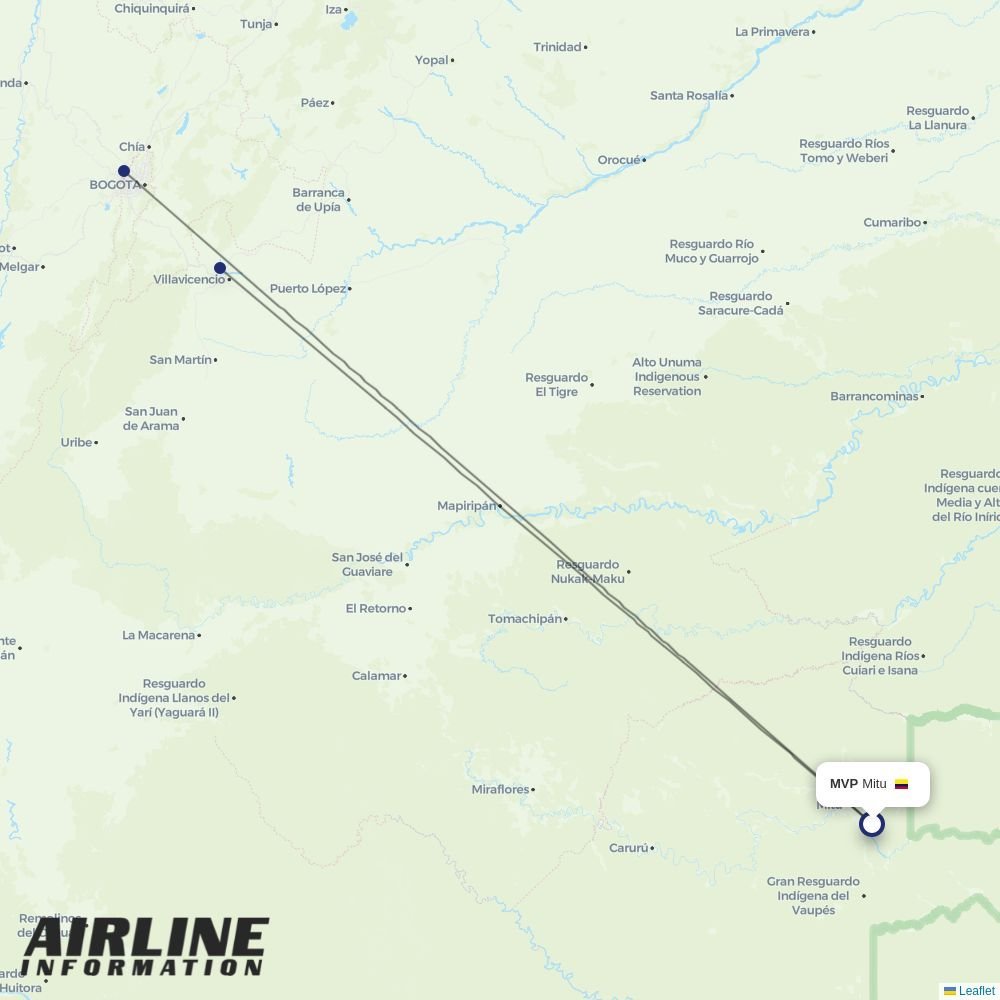 SATENA routes from MVP