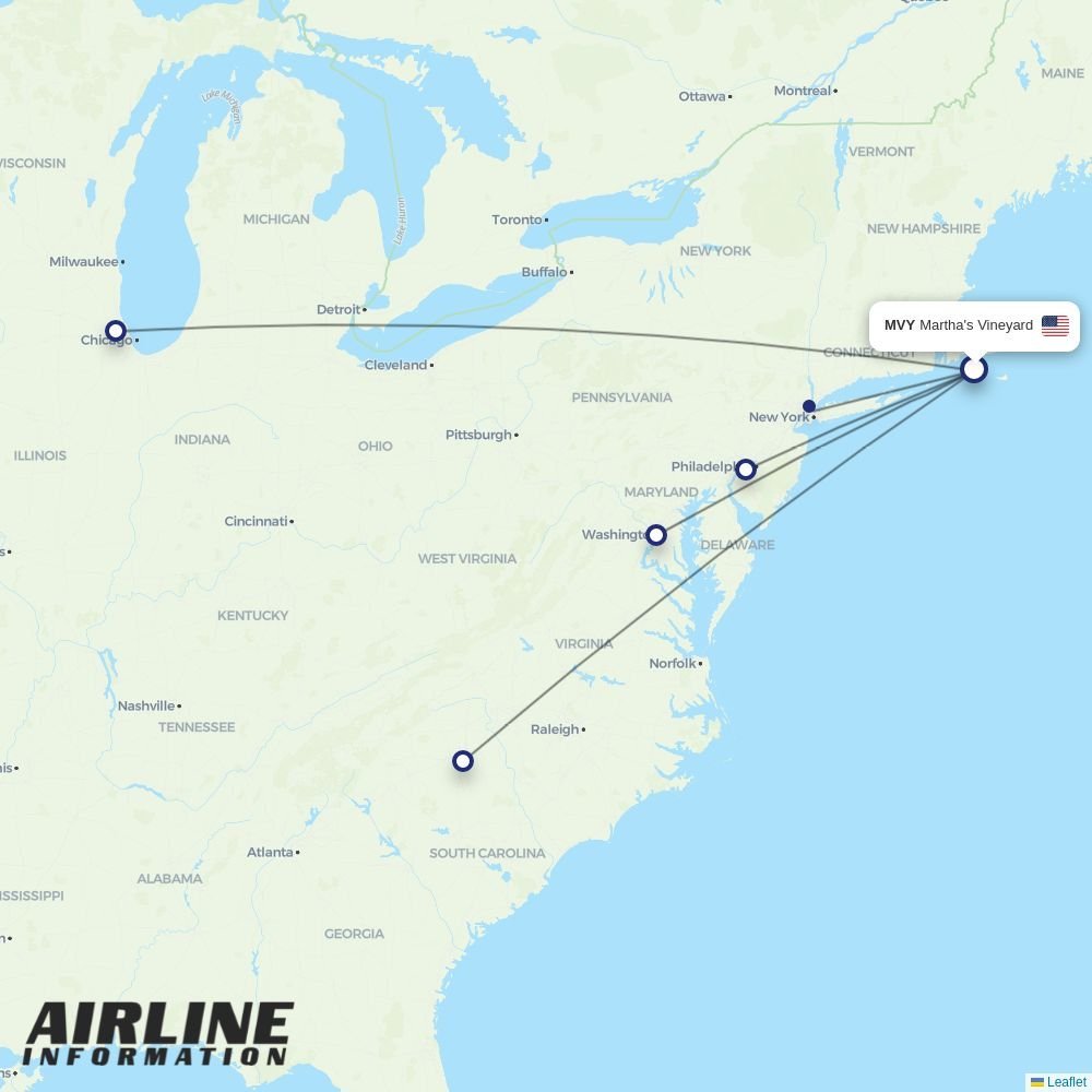 American Airlines routes from MVY