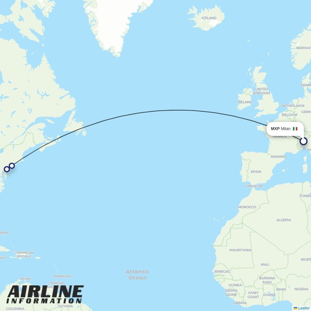 American Airlines routes from MXP